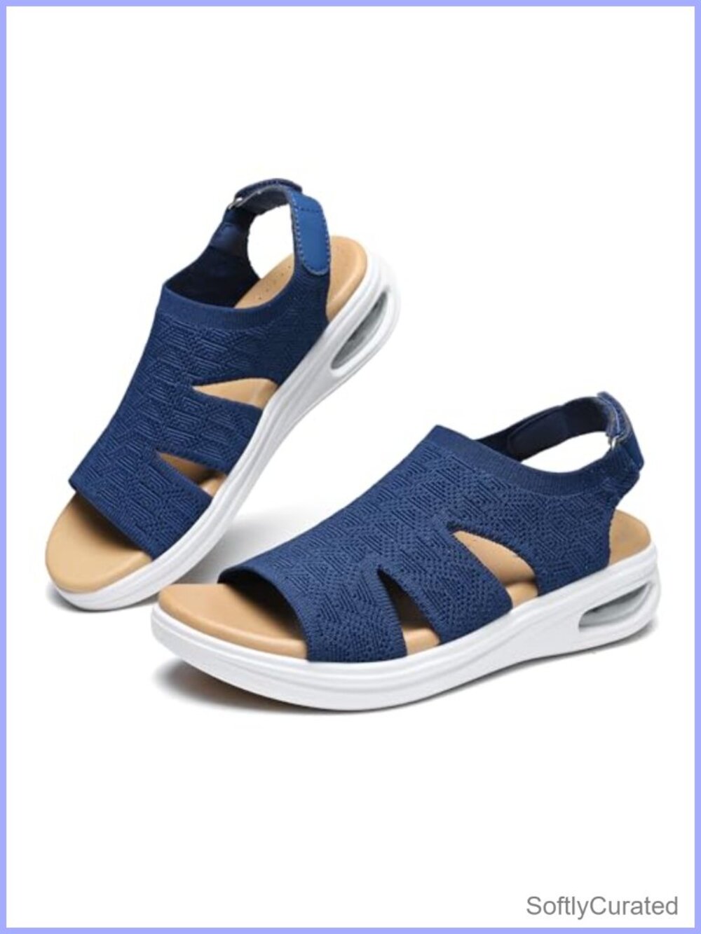 Womens Walking Sandals Arch Support Air Cushion Wedge Knit Platform